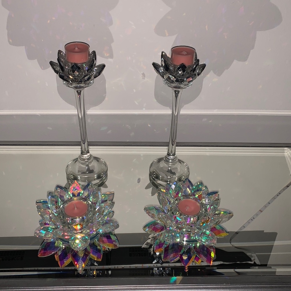 Lotus stem taper & votive holder set